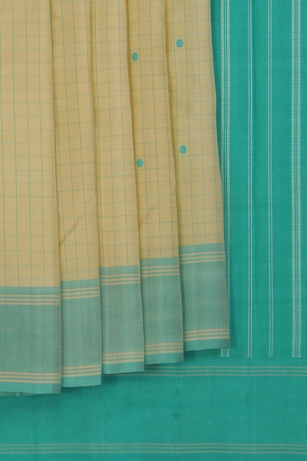 Image of Arani Silk Kattam Cream Saree
